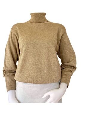 Vintage Classiques Entier party gold metallic merino wool turtleneck sweater